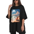 thumbnail image 4 of Plus Size Shirt for Women Black Tops for Women Short Sleeves Shirt for Women Seaside (33) T Shirt Crewneck Shirt for Women 5XL, 4 of 5