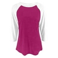 thumbnail image 4 of UANWENN T-Shirts Tendance pour Femmes Hauts Décontractés pour Tous les Jours Design à Blocs de Couleur Élégant pour le Printemps et l'Automne Polyvalent Col Rond Manches 3/4 Chemisiers Manches Longues Chemises pour Femme Chemises Décontractées pour Femmes, 4 of 4