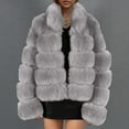 thumbnail image 2 of Odeerbi Faux Furry Coat for Women 2025 Warm Jacket Winter Solid V-neck Outerwear Hot Pink, 2 of 5