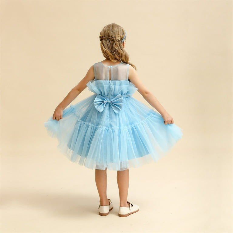 Baby Girls Casual Dresses Lace Sleeveless Solid Color Bow Princess Puffy  Suitable Party Prom Dress Holiday Wear - Walmart.com
