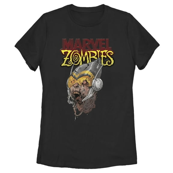 Women's Marvel Zombies Wasp Face  Graphic Tee Black Medium
