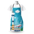 thumbnail image 3 of Airport Apron, Themed Cartoon of Control Tower and Take Off Plane on City Silhouette, Unisex Kitchen Bib with Adjustable Neck for Cooking Gardening, Adult Size, Multicolor, by Ambesonne, 3 of 4
