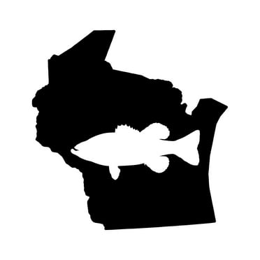 Wisconsin Bass Sticker Decal Die Cut - Self Adhesive Vinyl - Weatherproof - Made in USA - Many Color and Sizes - state shaped largemouth fishing fish wi