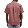 thumbnail image 3 of Uwinwear Mens Button-Up Shirts Short Sleeve Breathable Solid Color Shirts Casual Vacation Beach Summer Water-washed cotton Tops,Watermelon Red,XXXL, 3 of 3