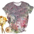 thumbnail image 6 of Fesfesfes Tops Women Fashion Summer Printed Regular Women Short Sleeves Round Neck Womens Yellow Tshirt L(US:8), 6 of 6