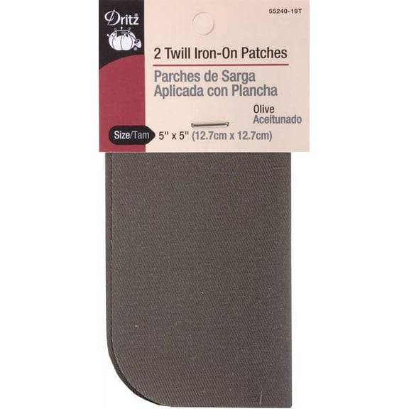 Dritz Iron-On Patches 5"X5" 2/Pkg-Olive Twill
