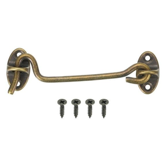 4" Hook and Eyes Catch Door Latch Locks, Brass Cabin Hooks Fastener, Bronze