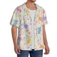 thumbnail image 2 of Goofa Flower Color Rabbit Printed Men's Casual Short-sleeved Shirt,Lightweight Breathable Button-down,Summer Casual men's top,Versatile Fashion shirt-Medium, 2 of 7