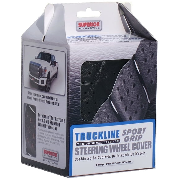 Superior 58-0470B Truckline Sport Grip Steering Wheel Cover, Black