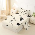 thumbnail image 2 of jejeloiu Beige Black Cat Silhouette Twin Sheet Sets Kids,Minimal Kitten Print Bedding,3-Piece, 2 of 6