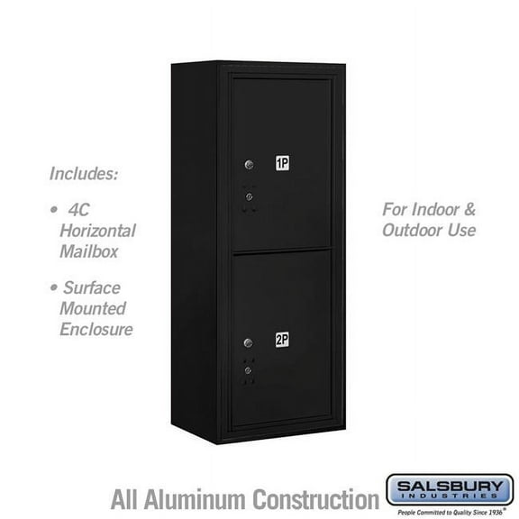 Salsbury Industries 17.75 x 38.5 x 17 in. Surface Mounted 4C Horizontal Mailbox Unit - Front Loading - USPS Access, Black