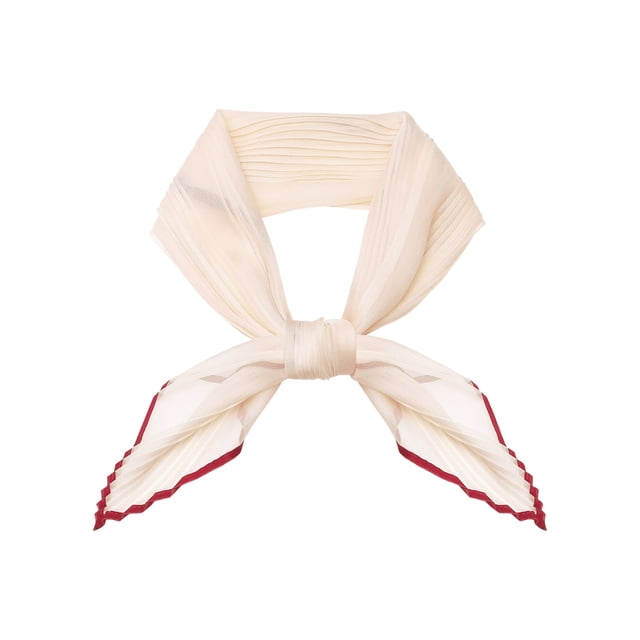 BUFANDAS DE CHIFFON PLEATADAS PARA MUJER INSPIRADAS, CON TRIM DE COLOR CONTRASTANTE, SEMI TRANSLUCIDAS Y ELÁSTICAS, BUFANDA DE CUELLO NECKERCHIEF 43.3x19.7" BEIGE