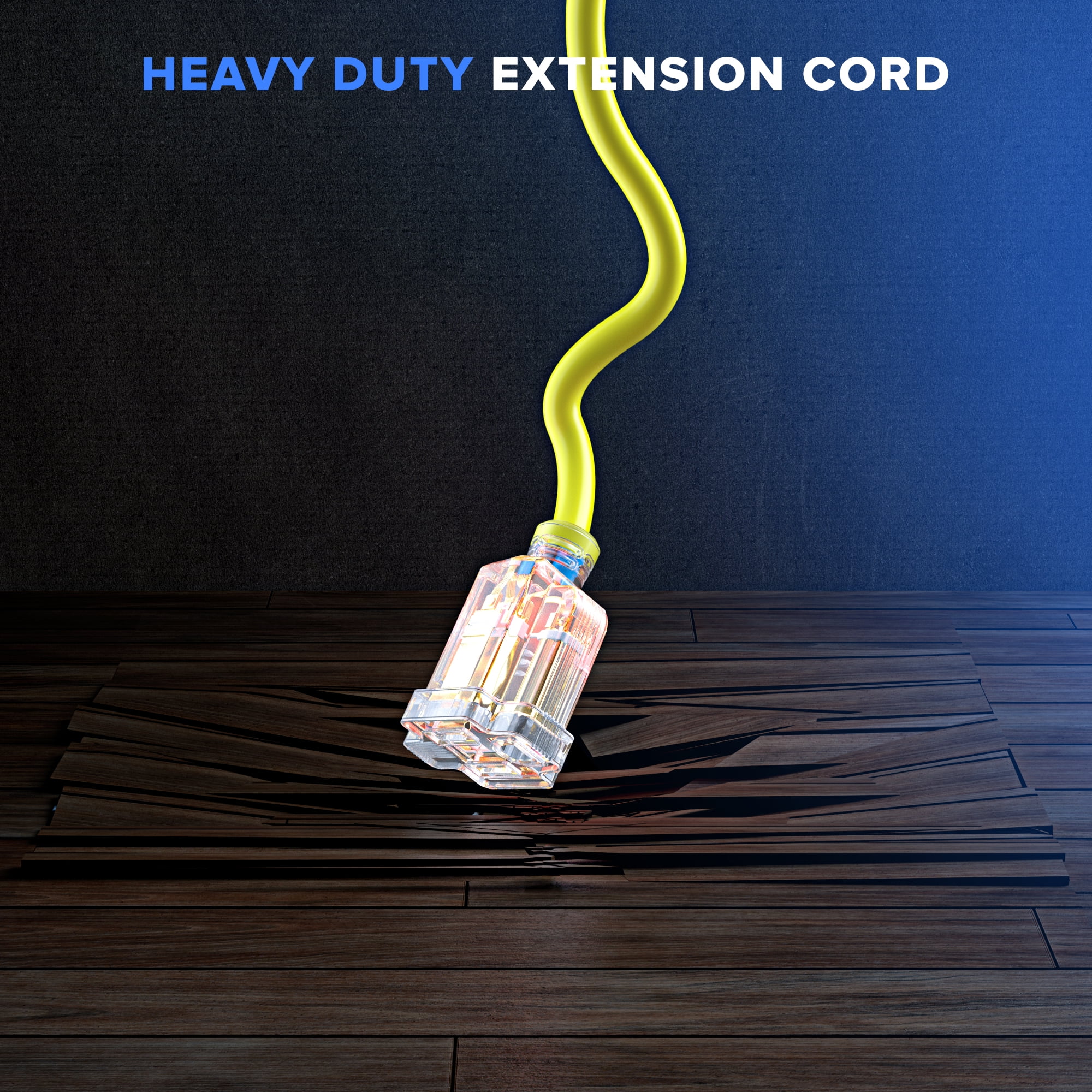Extension Cord with Lighted Power Indicator l 30 Feet l (Yellow) 16 Gauge, SJTW, Heavy Duty Extension Cord