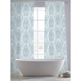 thumbnail image 5 of Blue Ethnic Sheer Curtains 96 Inch Length 2 Panels Set, Vintage Country Medallion Printed Flower Voile Window Treatment Semi Sheer Long Curtains Drapes for Bedroom/Living Room/Kitchen 52"x96"x2, 5 of 7