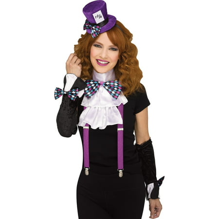 Fun World Mad Hatter 3pc Adult Costume Accessory Set, One-Size, Purple Pink Blue