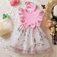 thumbnail image 2 of Pandaie 9-18M Baby Girl Clothes Newborn Infant Dress Outfit Ruffle Sleeveless Lace Floral Skirt Set with Cute Bow Headband Pink 18M(18-24 Months), 2 of 6