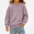thumbnail image 2 of WAVSUF Girls Raglan Sweatshirt, Crew Neck Loose Fit Long Sleeve Fall Warm Solid Pullover Purple 4, 2 of 6