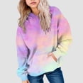 thumbnail image 2 of OYXSER Kids Girls Ombre Print Hooded Sweatshirt Long Sleeve Pullover Top with Front Pocket Casual Outdoor Wear, Light Blue 9-10Y, 2 of 6