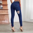 thumbnail image 4 of Vedolay Jeans for Women Destroyed Jeans Hem Distressed Ripped Hole Frayed Hem Denim Pants Blue,XL, 4 of 5