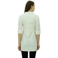thumbnail image 4 of Bimba Women's Solid Cotton Tunic Shirt 3/4 Sleeve Short Kurti Collar Neck Top, 4 of 7