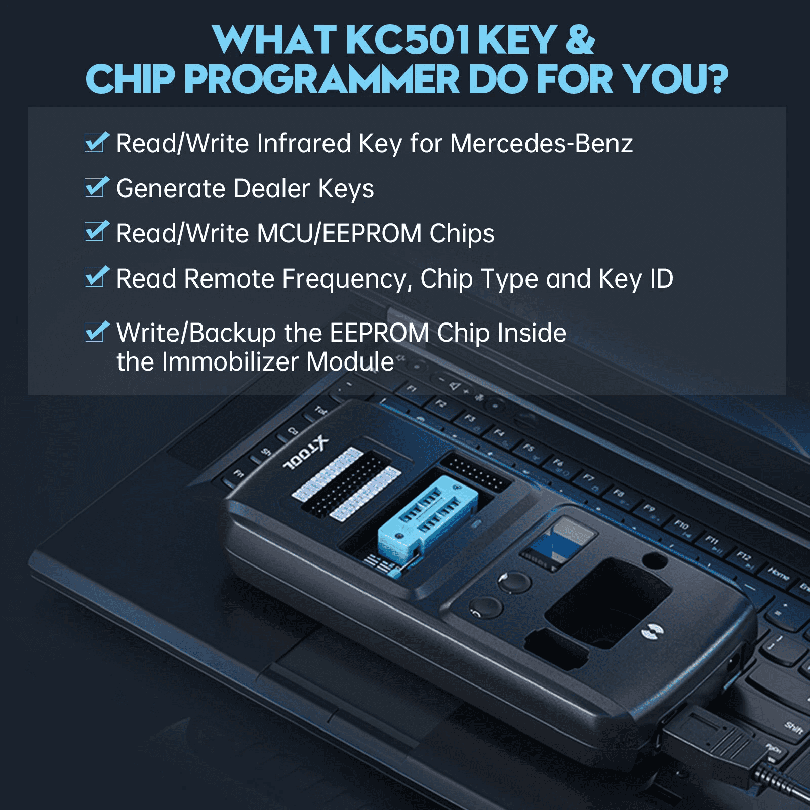 XTOOL IP919 PRO Automotive OBD2 Scanner Diagnostic Tool Bidirectional Scan Tool with KC501 Key Pr0gramming Tool, Topology Mapping, 51+ Resets