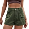 thumbnail image 2 of Cargo Jean Shorts for Women 2026 Summer Casual Elastic High Waist Denim Shorts with Pockets, 2 of 8