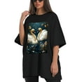 thumbnail image 4 of Plus Size Shirt for Women Black Tops for Women Short Sleeves Shirt for Women Swans T Shirt Crewneck Shirt for Women XL, 4 of 5