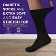 thumbnail image 2 of Diamond Star 6-Pack Diabetic Socks for Men & Women - Non-Binding Cushion Cotton Crew Socks for Neuropathy, Edema, & Circulatory Support (Black, Sock Size 13-15, Fits Men's Shoe Size 9-14), 2 of 6