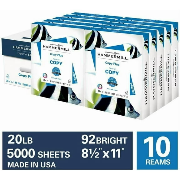 Hammermill printer Copy Paper 10 REAM 8.5 x 11 White 20 lb. 5000 SHEETS