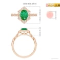 thumbnail image 4 of ANGARA Natural Oval 1.1 ct Emerald Trillium Floral Shank Ring in 14K Rose Gold for Women (Size-8x6mm) | May Birthstone, Birthday, Anniversary, Jewelry Gift for Women | Natural Emerald Ring, 4 of 9