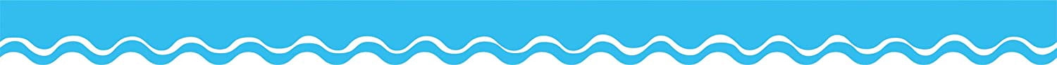 Barker Creek Double-Sided Scalloped Edge Border 2-Pack, Happy Pool Blue, Trim out Bulletin Boards and Create Colorful Displays with 78' of Designer Double-Sided Border, 2.25" x 78' (3704)