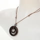 thumbnail image 4 of Collar de madera con doble círculo, estilo bohemio vintage, con estilo artístico, para mujer, colgante largo de madera circular para suéter, joyería elegante., 4 of 7