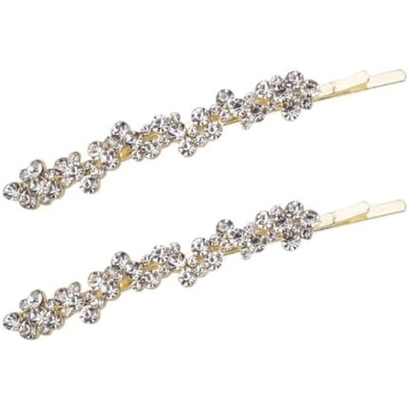 Rhinestone Hair Clips Bobby Pins for Women Small Thin Hairpins Barrettes Glitter Metal Pins Side Clips Barrette Bridesmaid Bridal Wedding Prom Accessories 2 count
