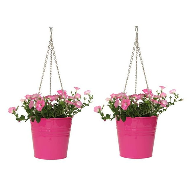 HOUSTON INTERNATIONAL TRADING 6151E HPK 6151E HPK S/2 Enameled Galvanized Steel Hanging Planter