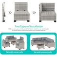 thumbnail image 3 of 6-Piece Outdoor Patio Furniture Set, PE Wicker Rattan Sectional Sofa Conversation Set with Tempered Glass Table & Thick Cushions - All-Weather Garden, Backyard Furniture,Grey, 3 of 8