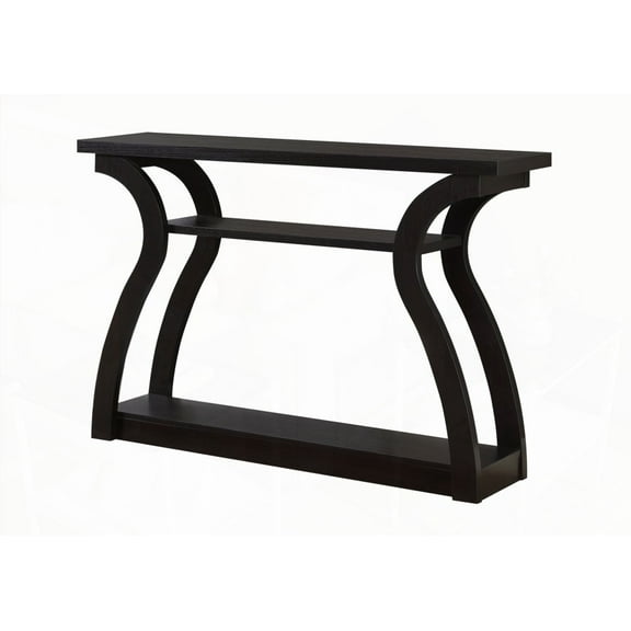 Accent Table with Unique Curved Design and Espresso Finish for Entryway, Sofa, Living Room and Bedroom