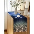 thumbnail image 5 of Deep Blue Ocean Table Runner, Underwater World Clear Water Ripple Sunlight Cotton Linen Kitchen Table Decoration Washable Dining Tabletop Runners for Home Party Decor 13x36 Inches, 5 of 9
