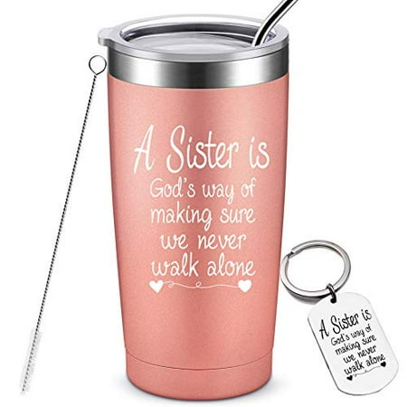 

Sisters Gifts from Sister Christmas Birthday Gifts for Sister Best Friend Little Sister Soul Sister Graduation Gifts for Women Stainless Steel Insulated Tumbler 20 Ounce Rose Gold-01