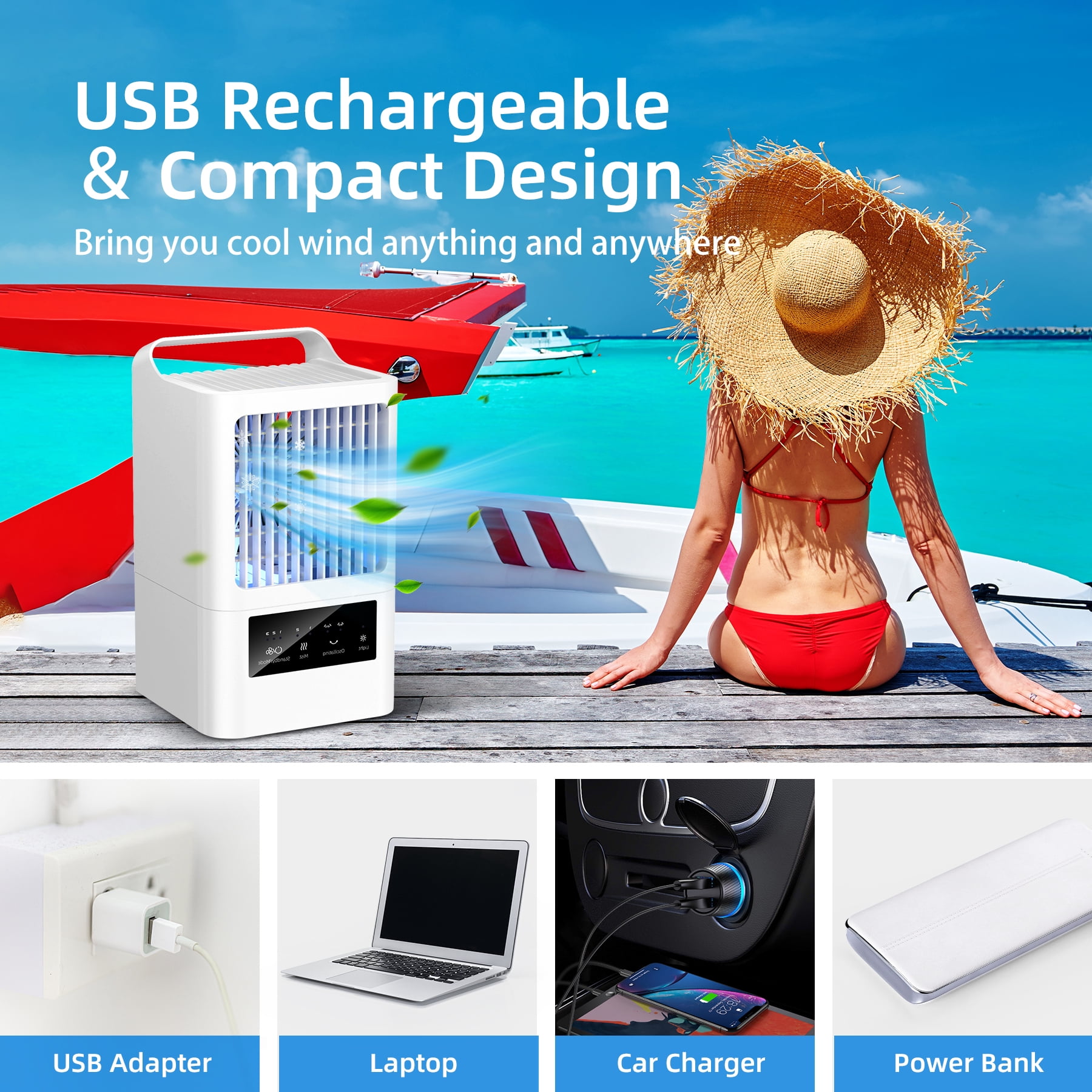 ALROCKET Portable Air Conditioners, Evaporative Air Cooler with 120°Oscillating Mist Humidifier, Portable AC Unit for Bedroom Office Dorm