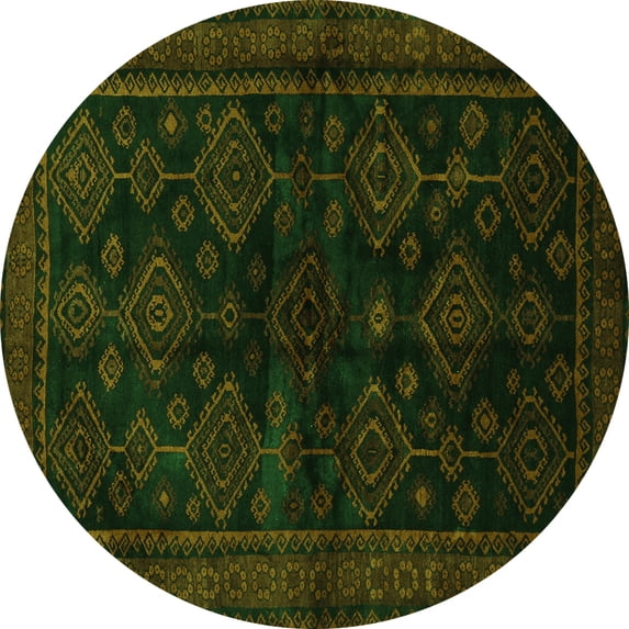 Ahgly Company Indoor Round Persian Green Traditional Area Rugs, 3' Round