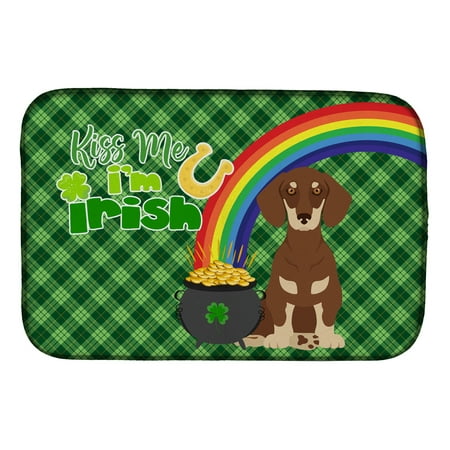 

Chocolate and Cream Dachshund St. Patrick s Day Dish Drying Mat 14 in x 21 in