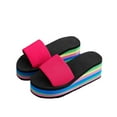 thumbnail image 4 of Slippers for Women,Ladies Shoes Summer Fashion Beach Sandals Nesh Elastic Band Wedge Sandals,Womens Slippers,Hot Pink,6.5, 4 of 9