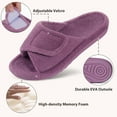 thumbnail image 4 of Litfun Women's Orthopedic Slippers with Arch Support Adjustable Coral Velvet Slide Slippers Open Toe House Shoes, Purple, 4 of 8