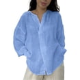 thumbnail image 2 of Endives Womens Linen Shirt Button Down Shirts Long Sleeve Casual Blouses Linen Clothes Thin Lightweight Breathable Womens Top, 2 of 6