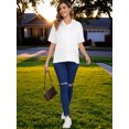 thumbnail image 5 of DARING DIVA Women's Maternity Button Down Collared Short Sleeve Satin Tops S White, 5 of 7