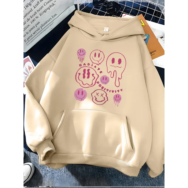 Hirsionsan-sudaderas con estampado gráfico divertido para mujer, ropa deportiva suave y holgada, sudadera cálida de lana, ropa de poliéster Y2k