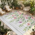 thumbnail image 2 of Outdoor Rug 3x5 ft Pink Wildflowers Outdoor Large Area Rug Non Slip Rubber Spring Flowers Leaves Branches Wood Front Door Mat RV Rug Carpet Patio Outdoor Rugs for Backyard Balcony Deck Porch Indoor, 2 of 9
