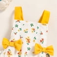 thumbnail image 6 of ZEHJUHAN Baby Girls' Ruffle Sleeveless Halter Romper + Headband Set, Bow Print Summer Outfit with Snap Closure Yellow，12-18M, 6 of 9