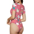 thumbnail image 3 of Balery Women'Syoga Unicorn Crew Neck Round Neck Short Sleeves Slim Fit Casual Basic Extender Bodysuit Daily Jumpsuit T Shirts-Medium, 3 of 9