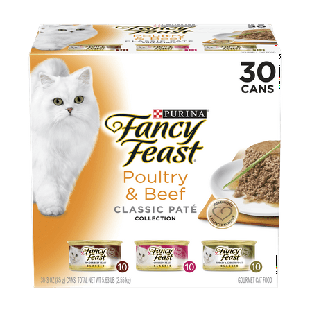Purina Fancy Feast Classic Pate Poultry & Beef Collection Wet Cat Food Variety Pack - (30) 3 oz. Cans